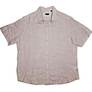 Rochester 100% Linen‎ Shirt Mens XL Purple Short Sleeve